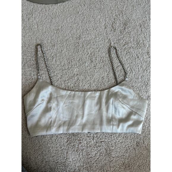 Boohoo champagne bra top with rhinestone straps, size 2 - Picture 3 of 11